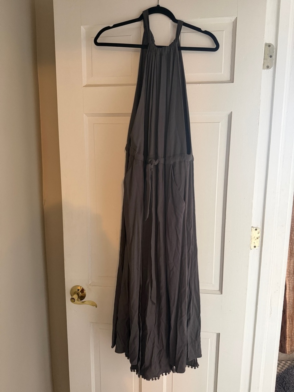 Women's Halter Maxi Dress - Charcoal Gray